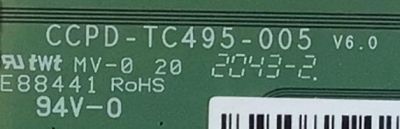 T-CON ORIGINAL PARA TV VIZIO / NUMERO DE PARTE STCON495GS505 / CCPD-TC495-005 / STCON495G-S505 / PANEL TPT500WR-PV5D.Q / MODELOS V505-J01 / V505-J01 LTPUE8L / 50PFL4756 / 50PFL4756/F7 - Imagen 2
